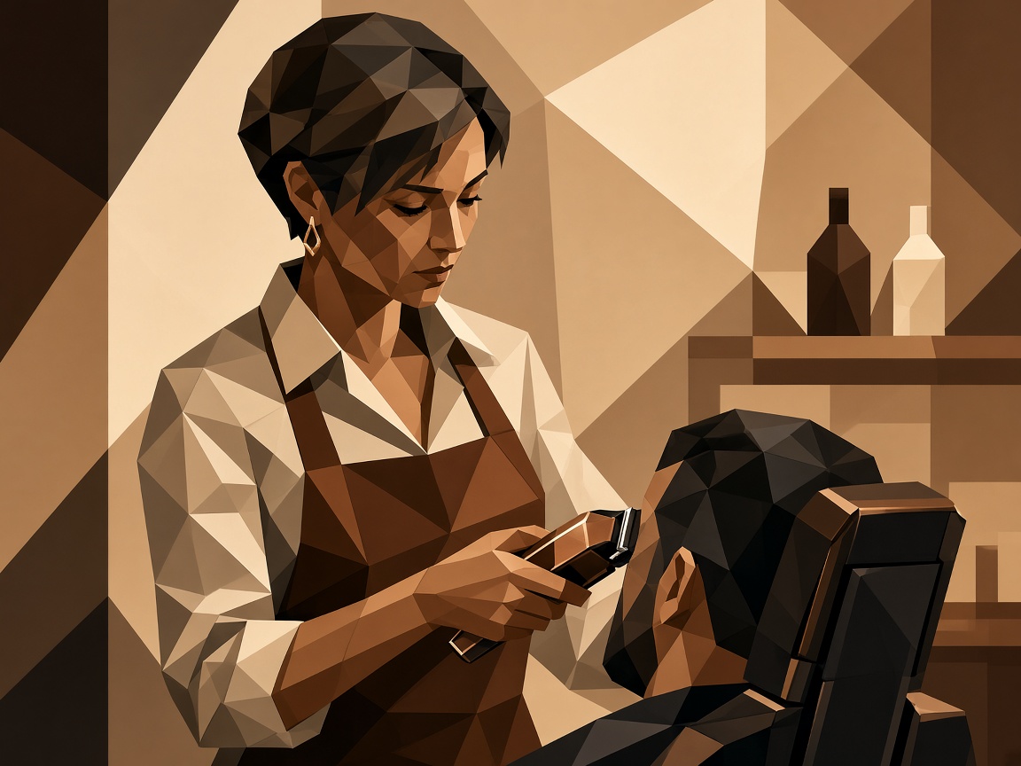 Geometric portrait of Mickelle at the HATCH chair